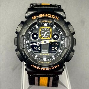 Casio G-Shock GA100MC-1A4 Military Color Black Gold  Nylon Cloth Men's Watch